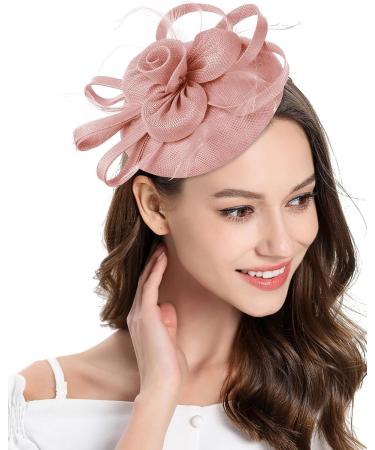 Z&X Sinamay Fascinator Pillbox Hat with Headband & Hair Clip - Elegant Nude Pink Hat for Cocktail & Tea Parties - One Size - Buy Online on GoSupps.com