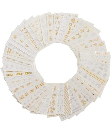 Gold Silver Nail Water Sticker Feather Flower Spider Design Decal for Nails Decoration Nail Art Manicure Slider Chy Claral Color Y30 30pcs - Buy Online on GoSupps.com