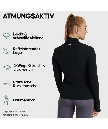 Danish Endurance Women's Long Sleeve Athletic Shirt | Black, Size Large | Gym & Running 1/4 Zip Lightweight Stretch Top - Buy Online on GoSupps.com