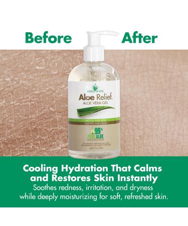 Aloe Relief 99% Pure Aloe Vera Gel Hydrating & Soothing After Sun Care Natural Aloe Gel for Face & Body Fast Absorbing & Non-Sticky Formula Ideal for Dry Skin Sunburn Relief & Irritation 12 oz - Buy Online on GoSupps.com