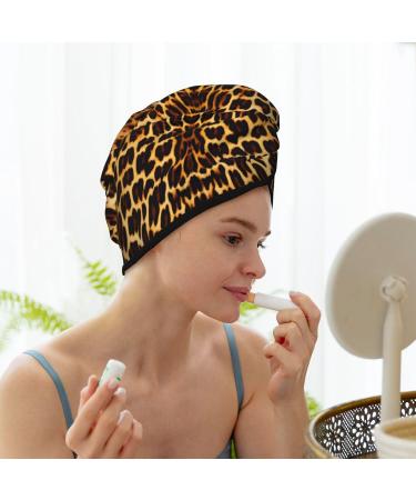 Super Absorbent Leopard Stripes Hair Cap for Girls & Women | Quick Dry Elastic Wrap for Long Thick Hair - Buy Online on GoSupps.com