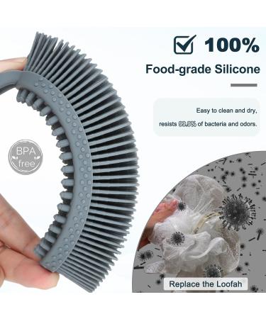 Fastech Silicone Body Brush - Double-Sided Bathing & Shower Brush for Deep Cleaning Gentle Peeling & Massage - Hygienic Alternative to Luffa/Sponge for All Skin Types - Gray - Buy Online on GoSupps.com