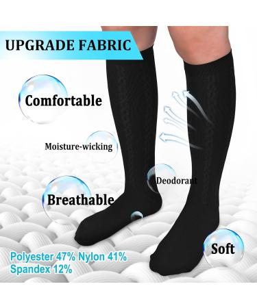 Medical Grade 30-40mmHg Compression Socks for Men & Women - Knee High Support Socks for Running, Hiking - 1-2 Pack (Black, L-XL) - Buy Online on GoSupps.com