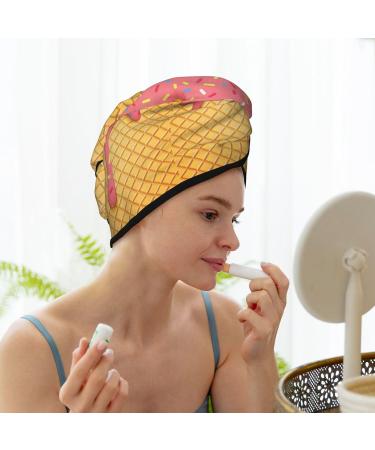 Hair Towel Wrap - Quick Drying Towel Turban with Button | Pink Ice Cream - International Shipping Available - Buy Online on GoSupps.com
