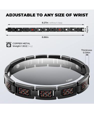 Meciam Magnetic Therapy Carbon Fiber Titanium Bracelet | Pain Relief for Arthritis | Adjustable Length | Red - Buy Online on GoSupps.com