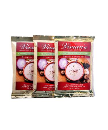 Gluten Free Cream of Mushroom Soup Mix, Dairy Free, Vegan, Shelf Stable Mix by Vivian's Live Again - 3 pack