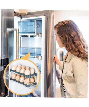 Mikikit Box Egg Carton Eggs Basket Drawers Egg Tray Packaging Egg Storage Case Side Door Egg Grid re-usable Blue 22.3X10.1X8.9CM - Buy Online on GoSupps.com
