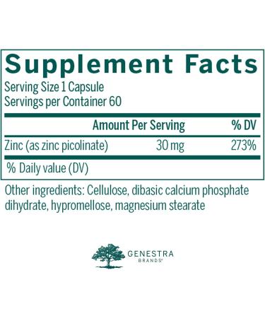 Genestra Brands Zinc Picolinate Formula - Immunity & Skin Support | 60 Capsules - Buy Online on GoSupps.com
