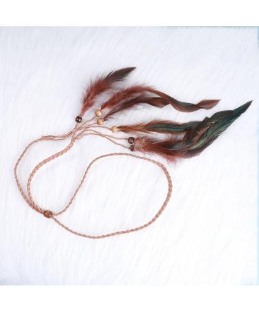 TseenYi Gypsy Feather Headband Hair band Boho Feather Hair Band Beaded Feather Tassel Headband Jewelry for Women and Girls Christmas Stage Performance(Brown) - Buy Online on GoSupps.com