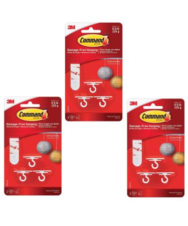 Command 17008-ES Ceiling 9 Hooks  12 Foam Strips per  White