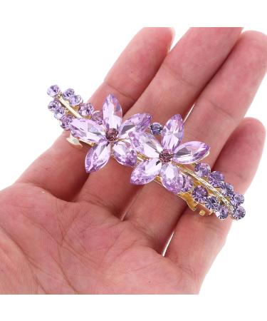 FRCOLOR Flower Crystal Rhinestones Barrettes Fashion Ponytail Holders Luxury Glitter Sparkly Jeweled Hair Clips French Metal Snap Alligator Hair Clips for Wedding Birthday - Buy Online on GoSupps.com