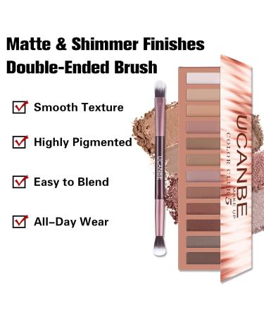 Ucanbe Eyeshadow Palette - 12 High Pigment Colors Matte & Shimmer Waterproof Makeup with Brush - Buy Online on GoSupps.com