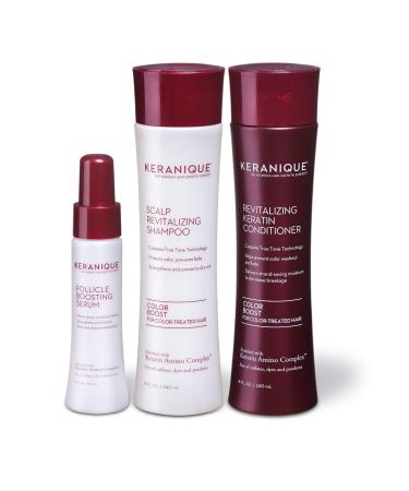 Keranique Color Boost Anti-Hair Loss System - includes Hair Growth Shampoo and Conditioner for Chemically Treated Thinning Hair and Follicle Boosting Serum  60 Days 3 Piece Set - Buy Online on GoSupps.com