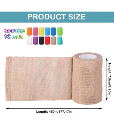 12 Rolls Self-Adhesive Bandage Wrapped In Color 7.5cm x 4.5M Elastic Self-Adhesive Bandage First Aid Sports Wrap Adhesive Bandage Pet Vet Self-Wrap Bandage. - Buy Online on GoSupps.com