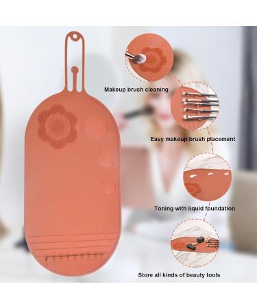 Brush Cleaning Mat | Silicone Cleanser Brush Clean Pad - Portable Cosmetic Cleaning Pads Scrubber Mat Pad for Foundation & Lip Brush brown - Buy Online on GoSupps.com