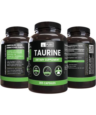 Pure Taurine Capsules - 365 Count | Lab Verified, No Fillers | Original Ingredients | Pack of 1 - Buy Online on GoSupps.com