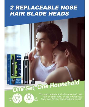 Professional Ear & Nose Hair Trimmer with LED Display - USB Rechargeable Painless & Waterproof for Men & Women - Dual Edge Blades Perfect for Eyebrow & Facial Hair (Black - Buy Online on GoSupps.com