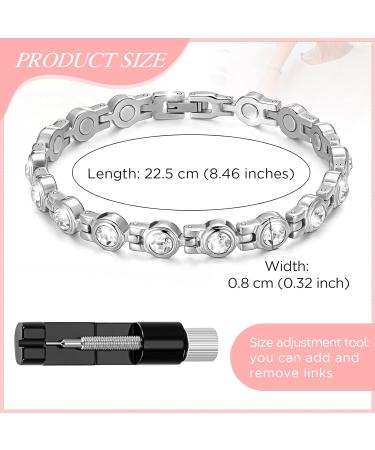 Magnetic Hard Band for Women | Titanstahl Magnetic Bracelet with Distance Tool & Crystal | Adjustable Silver Bangle | Perfect Birthday & Anniversary Gift - Buy Online on GoSupps.com