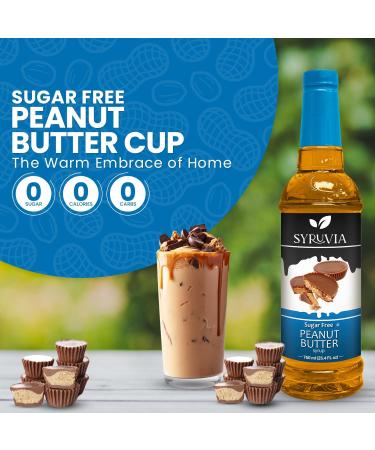 Syruvia Sugar-Free Peanut Butter Cup Coffee Syrup 25.4 fl oz -Zero Calorie Flavoring for Coffee Lattes Shakes Smoothies Desserts 100% Vegan Keto Friendly Gluten Free Kosher. - Buy Online on GoSupps.com