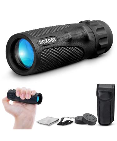 Roxant Viper Monocular Telescope - 10x25 High Definition Weatherproof Pocket Telescope with Hand Grip & BAK4 Prism - with Compact Monocular, Case, Wrist Strap, etc. Monoculars for Adults High Powered