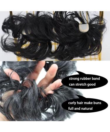 iLUU 2PCS Women's Thick Curly Wavy Updo Hair Bun Extensions Natural Black Color Heat Resistent Fiber Synthetic Messy Hairpieces for Beauty Women Party Daily Use (#1 Black Color) #1-jet black - Buy Online on GoSupps.com