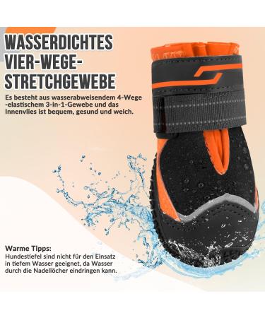 Slowton Waterproof Dog Shoes - Non-Slip Paw Protection Boots for Small & Medium Dogs - Reflective Velcro Size 8 (S-Orange) - Buy Online on GoSupps.com