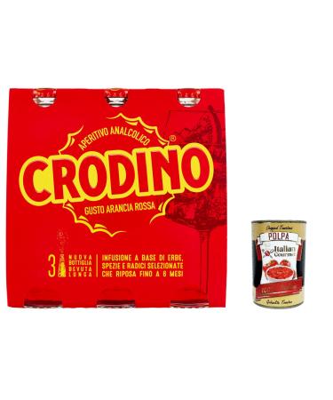 Italian Gourmet E.R. Campari Crodino Red Orange Set of 24 x 100 ml Bitter Aperitif + Italian Gourmet Pulp 400 g