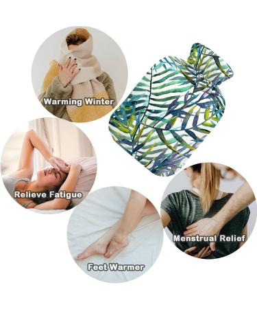 NAANLE Watercolor Palm Leaf Hot Water Bottle with Cover - 1L for Menstrual Cramps Hand & Foot Relief Heat & Cold Therapy - Buy Online on GoSupps.com