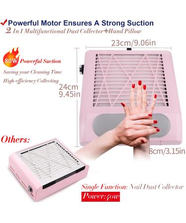 CoFashion 80W Nail Dust Collector - Adjustable Power Suction for Acrylic Polygel Nails - Electric Filter for Manicure - Pink - Buy Online on GoSupps.com