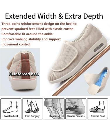 Men's Wide Width Adjustable Closure Recovery Shoes for Diabetic Edema, Plantar Fasciitis, Bunions - Size 40 EU Black - Buy Online on GoSupps.com