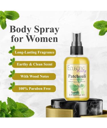 Body Spray for Women 8 Oz Patchouli Essential Oil Body Mist with Long-Lasting Fragrance Earthy & Clean Scent Reminiscent of the 1960s & 70s Light Subtle Perfume with Wood Notes 100% Paraben Free Regular Strength 8 Fl Oz (Pack of 1) - Buy Online on GoSupps.com