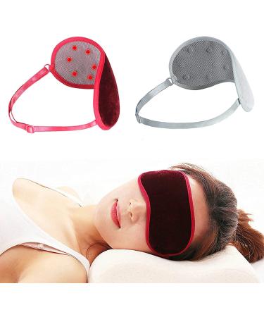 JDKD Magnetic Sleeping Fatigue Relief Mask Tourmaline Eye Mask Velvet Magnet Massage Relieve Visual Fatigue Eye Mask for Sleep Eye Mask for Sleeping with Adjustable Straps (2PCS)