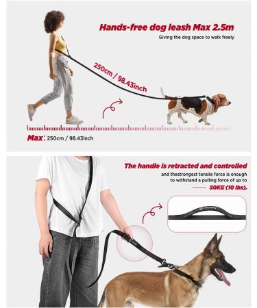 Heelay Hands Free Dog Leash - 8.2ft Multifunctional Crossbody Rope for Small, Medium & Large Dogs - Walking, Jogging, Running - Black - Buy Online on GoSupps.com