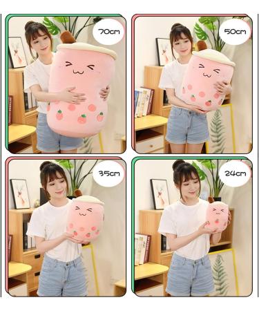 Kekeso Boba Plush Pillow - Soft Bubble Pearl Milk Tea Stuffed Toy Hugging Cushion (Pink, 35cm/13.77inch) - Buy Online on GoSupps.com