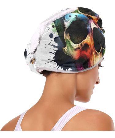 Rainbow Skull Head Hair Towel 2 Pack | Super Absorbent Quick Dry Hair Turbans for Women & Girls - Buy Online on GoSupps.com