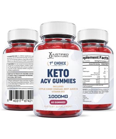 Justified Labs 1st Choice Keto ACV Gummies 1000MG with Pomegranate Juice | Vegan, Non-GMO, Beet Root B12 | 60 Gummies - Buy Online on GoSupps.com