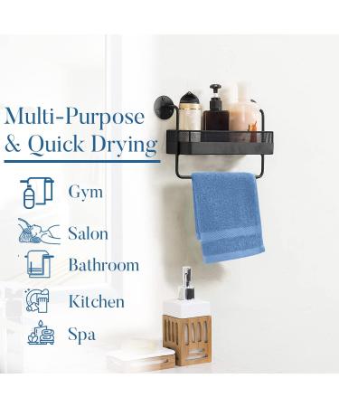 Dan River 100% Cotton Face Towels 12 Pack - Soft & Absorbent Washcloths for Bathroom Spa Gym - Quick Dry 12x12 in 600 GSM - Blue Pack of 12 - Buy Online on GoSupps.com