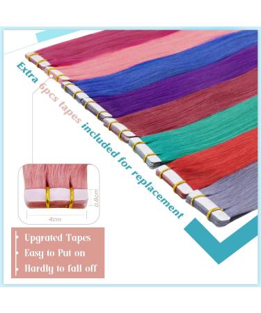 Buy Runature 55cm Pink Real Hair Tape Extensions - Remy Smooth Human Hair - 10pcs 25g #Pink Color - Buy Online on GoSupps.com