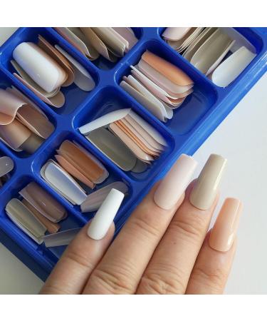LoveOurHome 480pc Medium Square Press on Nails - Full Cover Glossy Colored Fake Nails for Women and Girls | Acrylic Tips in 10 Sizes for Manicure Design - Buy Online on GoSupps.com