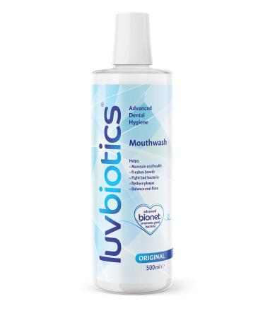 Luvbiotics Mouthwash with probiotics & xylitol. Promotes Good Bacteria for Fresh Breath, Healthy Gums & Teeth. Free from Alcohol, SLS, Parabens - 500ml (1)