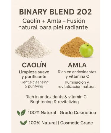 Kaolin White Clay + Amla - Brightening Face Mask and Skin Care - 100% Natural | Binary Blend 202 - 100 g - Buy Online on GoSupps.com
