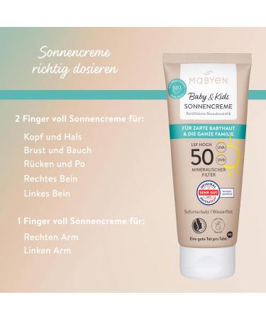 Mabyen Sunscreen for Babies & Kids LSF 50 | 100ml | High Sun Protection | Certified Natural Vegan & Perfume-Free - Buy Online on GoSupps.com