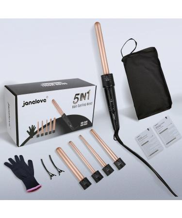 janelove Hair Curler Curling Wand for Long Hair Curling Wand Set with 5 Ceramic Barrels from 9/18/25/32 mm 150 -210 Temperature Control with Heat Resistant Glove - Buy Online on GoSupps.com