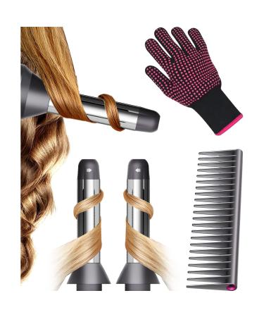 Automatic Curling Wands Attachments with 2 Curlers for Dyson Supersonic Hair Dryer Airwrap Waver Styling Iron Tool Blow Dryer Accessories Set Detangling Comb and Heat-Resistant Glove