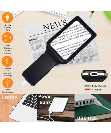 Rechargeable 4X Magnifying Glass with 10 Anti-Glare LEDs - Ideal for Low Vision, Seniors & Macular Degeneration - Buy Online on GoSupps.com
