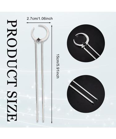 NICENEEDED Vintage Moon Hair Stick Hairpin Double Prong Gemstone Silver Metal Hair Chopsticks for Long Hair Decoration Chignon Hair Jewelry Hair Pin for Women and Girls - Buy Online on GoSupps.com