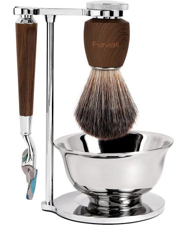 Favali Vegan Razor Brush - Premium Walnut Handle Shaving Brush for Men | Perfect Gift for Wet Shaving Enthusiasts - Buy Online on GoSupps.com