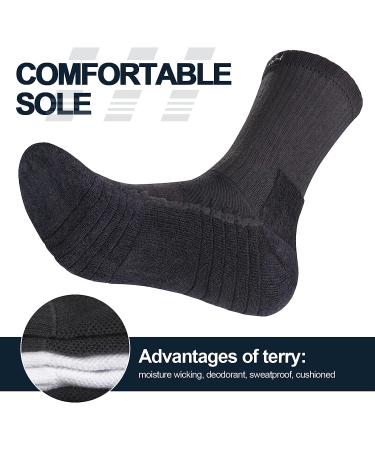YUEDGE Women's Cotton Crew Socks 5-Pack - Moisture Wicking Athletic Cushioned Socks for Training and Fitness (Size 5-11, Black) - Buy Online on GoSupps.com