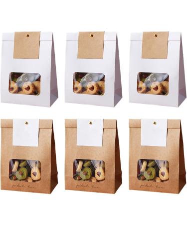 Set Of 50 Paper Bags With Clear Window Convenient Packaging Bag For Snacks Practical Food Package Bag Baking Supplies White - Buy Online on GoSupps.com