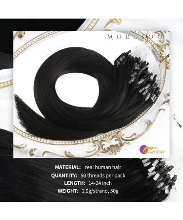 Microring Extensions | Real Hair 1g/S Micro Ring Extensions #1B Natural Black | 50cm Remy Silky Hair Extensions | 50g Pack - Buy Online on GoSupps.com